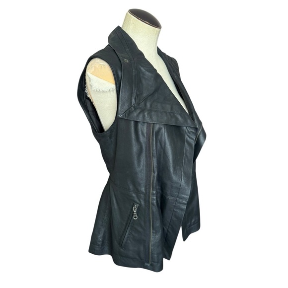 Kenna-T Asymmetric Zip Up Leather Vest Black XS - Picture 4 of 10